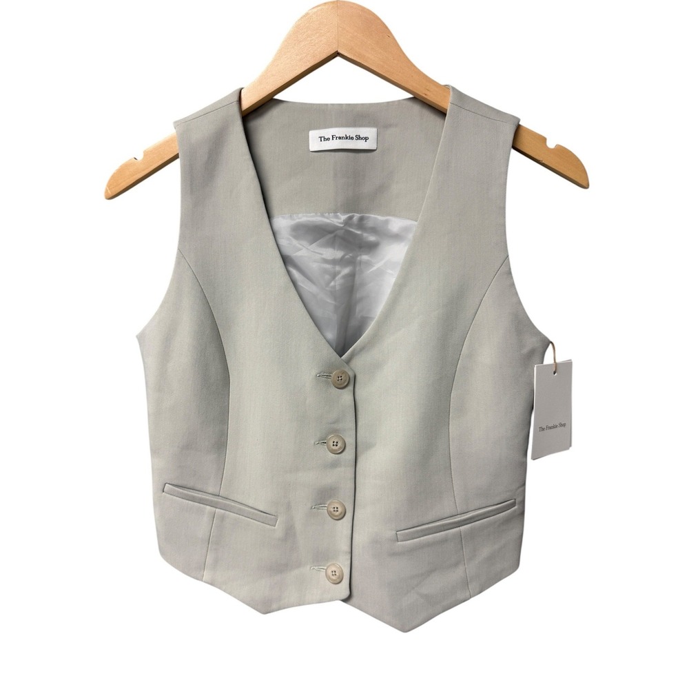 NWT The Frankie Shop Roma Vest Womens Small Stone Gray Minimalist Neutral Luxury